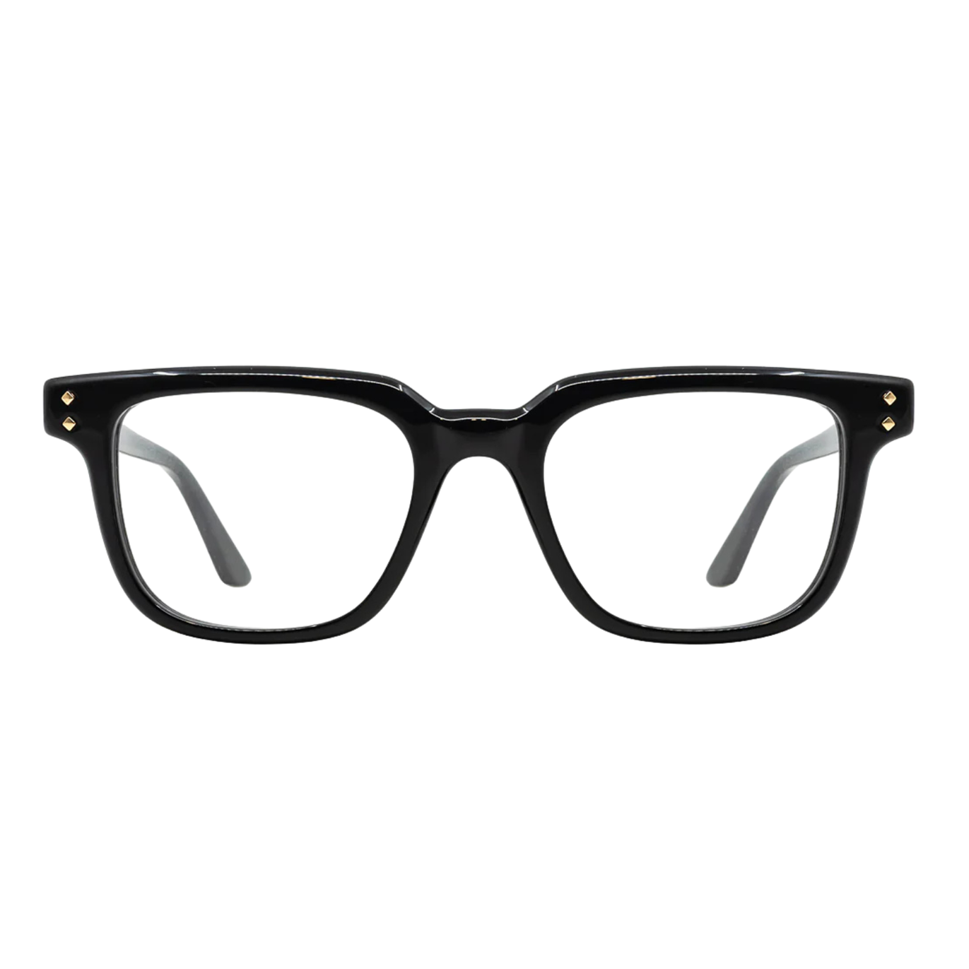 Black eyeglasses on a white background