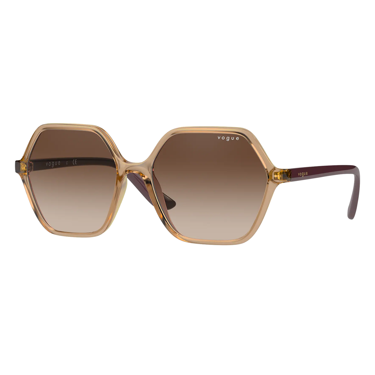 Vogue Eyewear VO5361S Geometric Sunglasses – Transparent Caramel with Brown Gradient Lenses