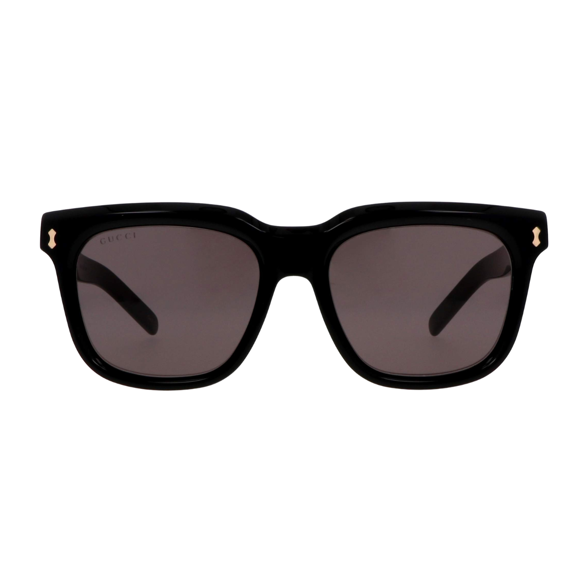 Black sunglasses with dark lenses on a white background