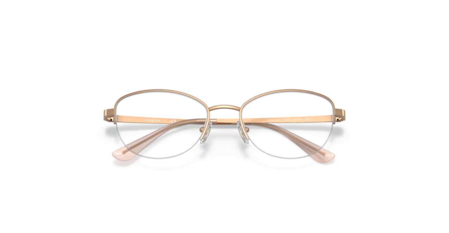 Vogue Eyewear Rose Gold Soft Square Half-Rim Glasses