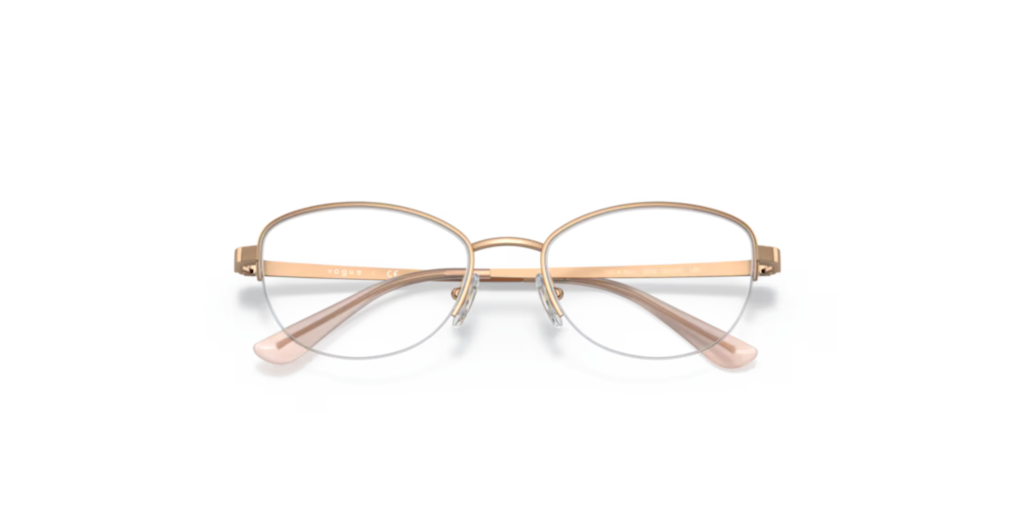 Vogue Eyewear Rose Gold Soft Square Half-Rim Glasses