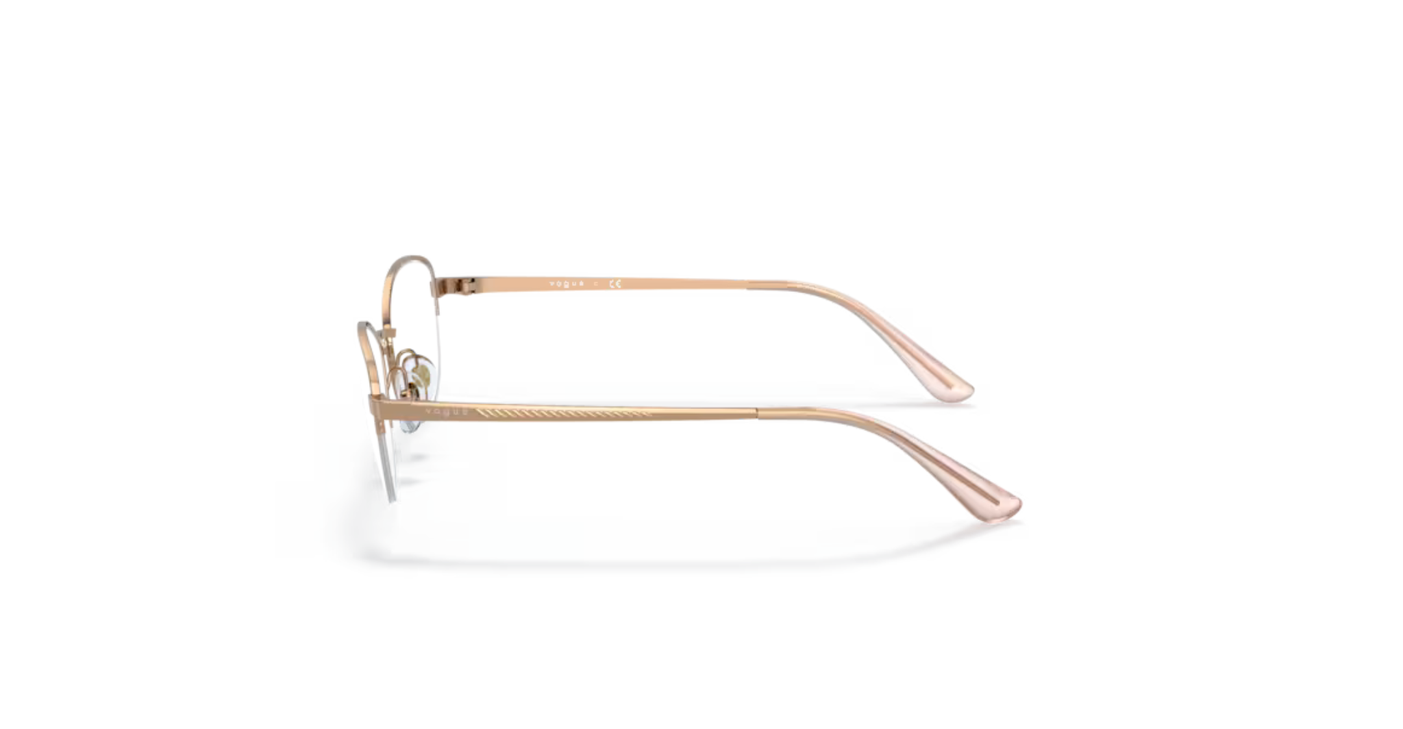 Vogue Eyewear Rose Gold Soft Square Half-Rim Glasses