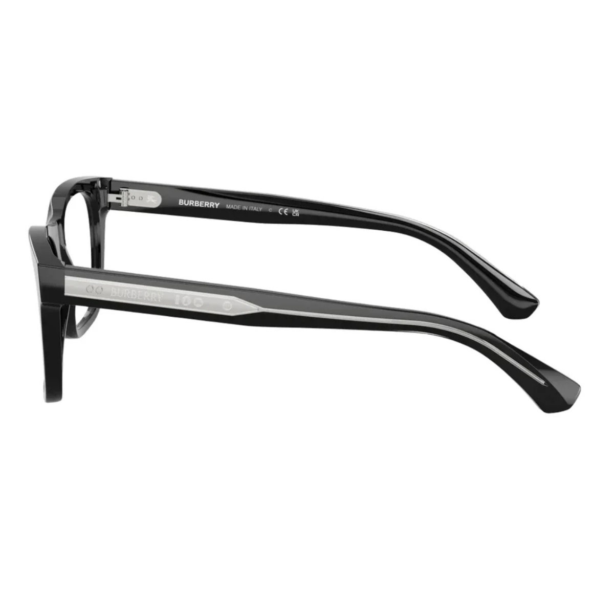 Black Burberry eyeglasses on a white background