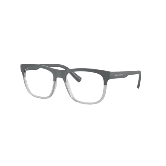 Armani Exchange AX3050 8031 Matte Grey Crystal Rectangular Eyeglasses