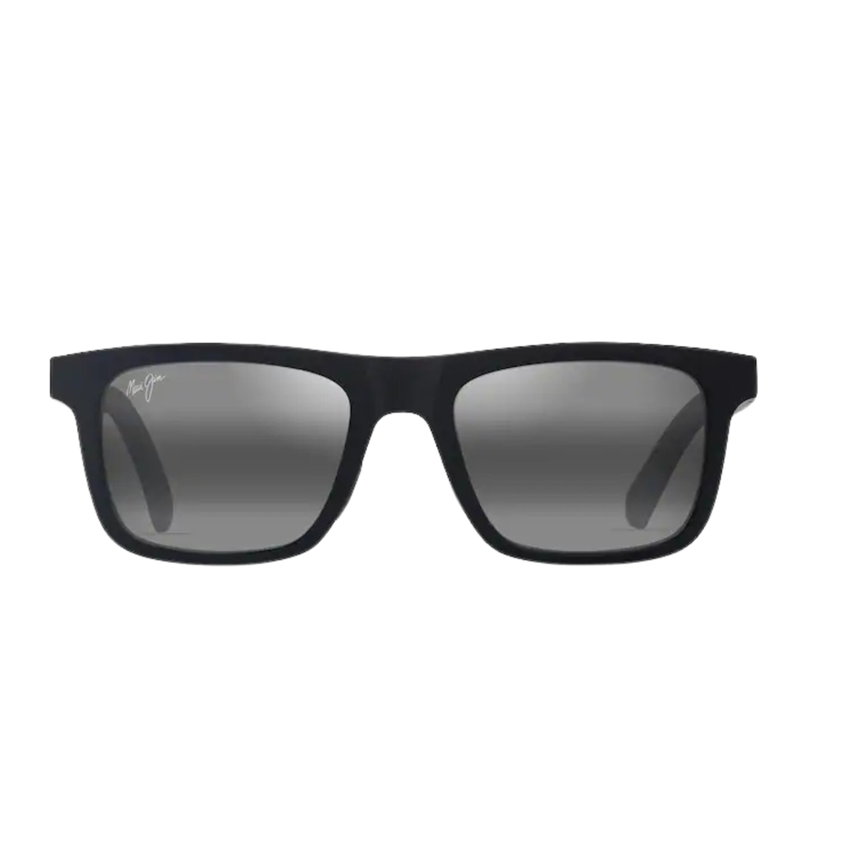 Black sunglasses with a reflective surface on a white background