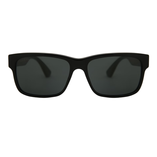 Black sunglasses with dark lenses on a white background
