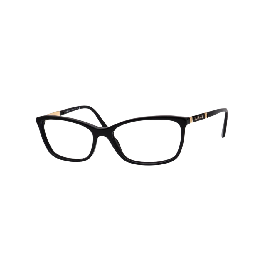 Versace MOD-3186 GB1 Eyeglasses | Shiny Black & Gold Rectangular Frames