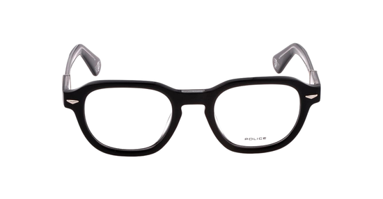 POLICE VPLG81K Monument 3 Black Rectangular Eyeglass Frames with Metal Accents 50