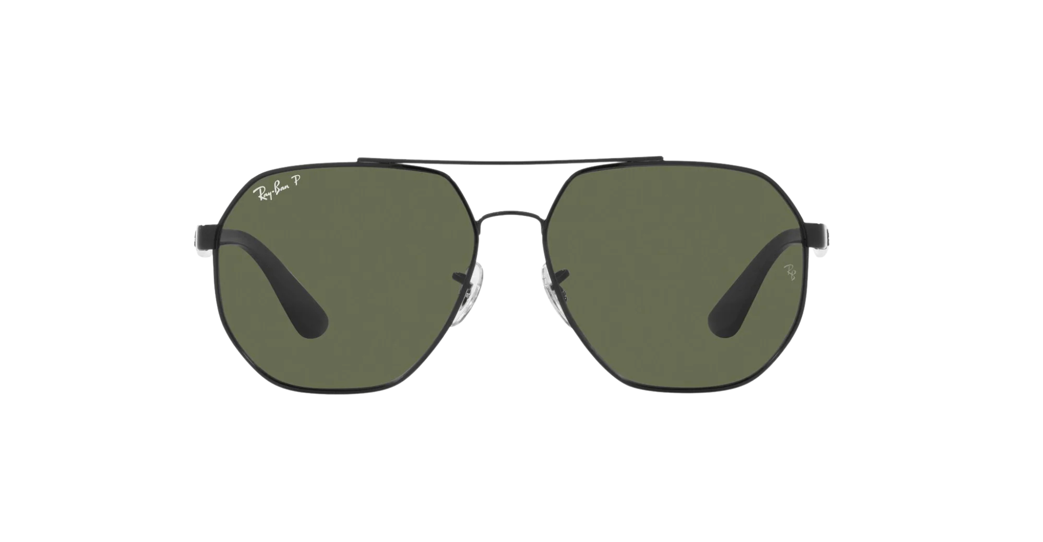 Ray-Ban RB3714I Geometric Sunglasses – Polished Black with Polarized Green Lenses