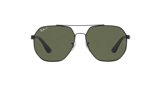 Ray-Ban RB3714I Geometric Sunglasses – Polished Black with Polarized Green Lenses