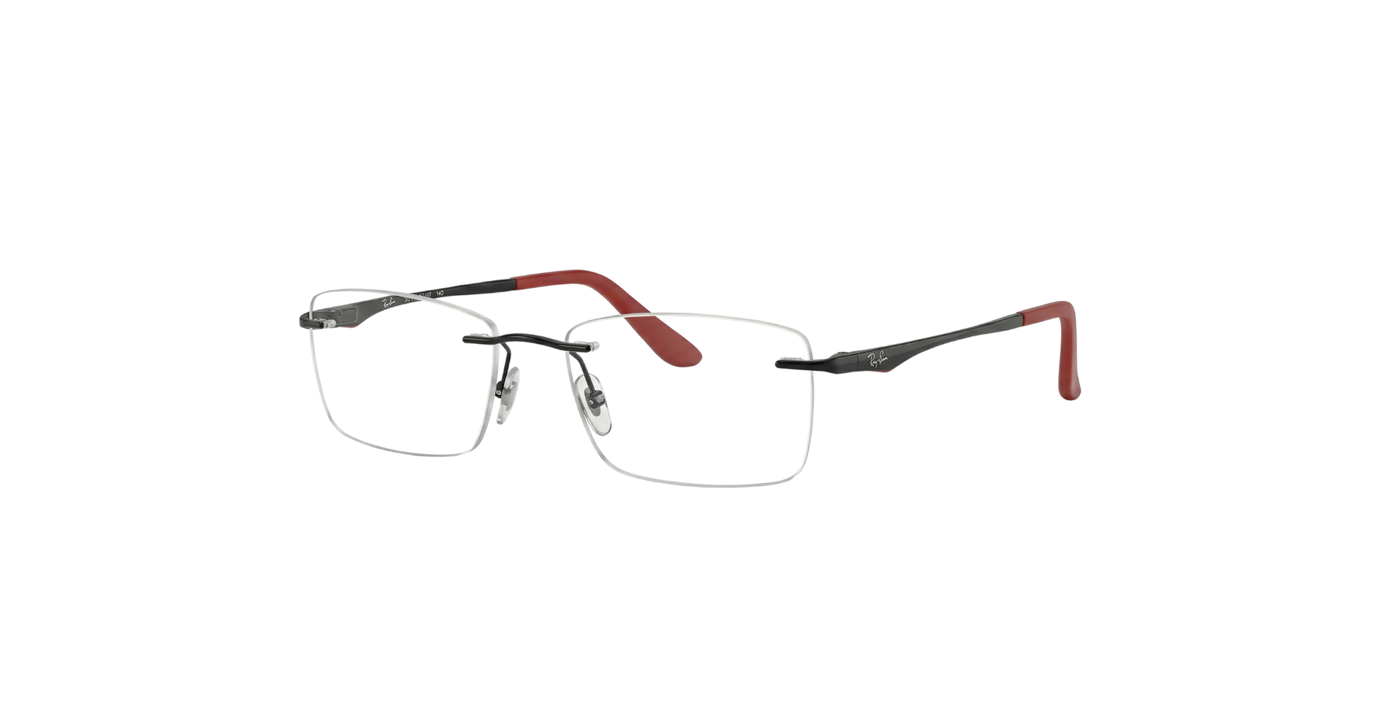 RayBan – Black & Red Rimless Frames
