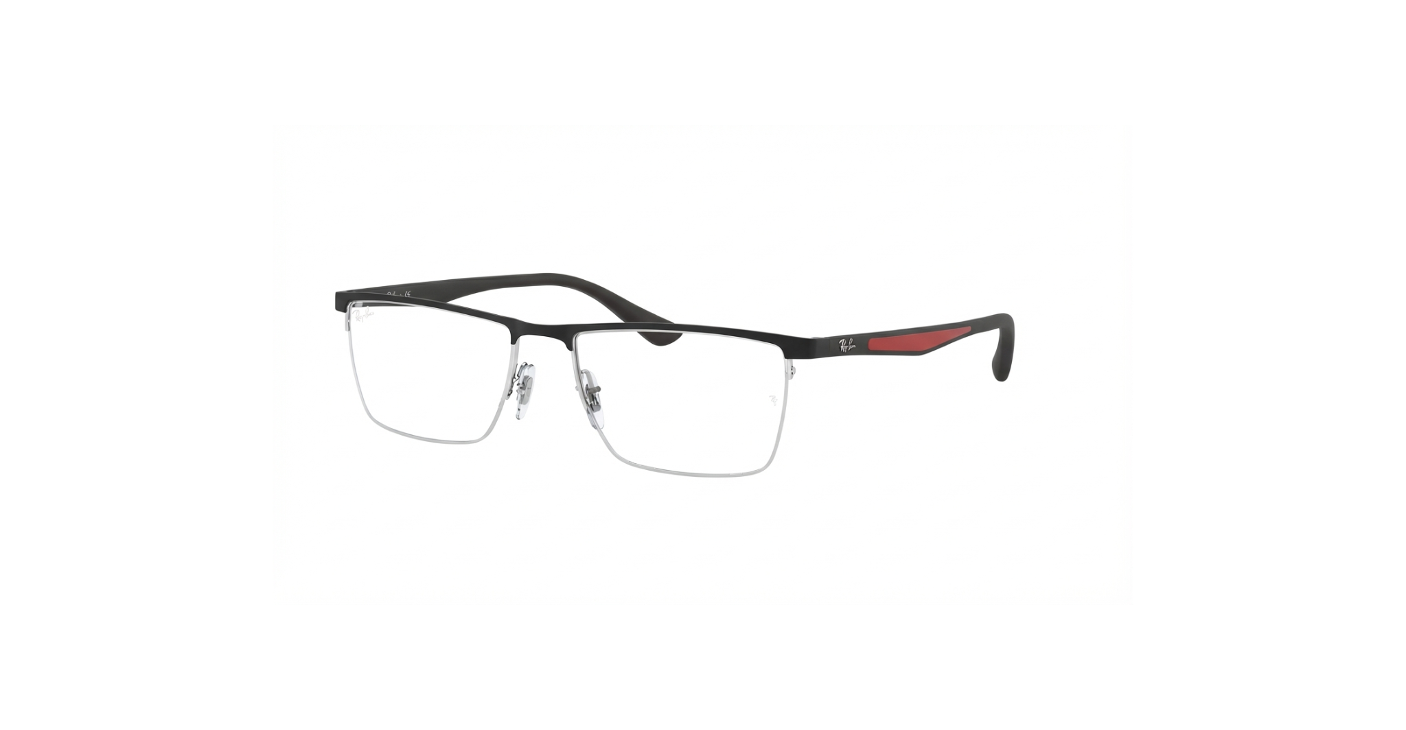 Ray-Ban Matte Black & Silver Semi-Rimless Eyeglasses