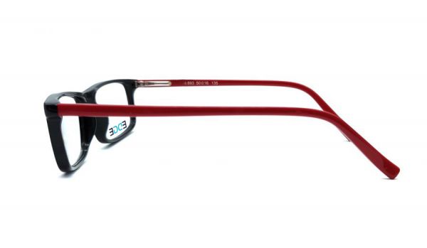 BENETIC M-693 BLACK AND RED RECTACNGLE SPECTACLE FRAME.