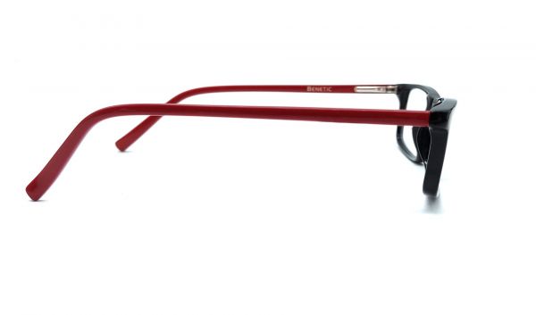 BENETIC M-693 BLACK AND RED RECTACNGLE SPECTACLE FRAME.