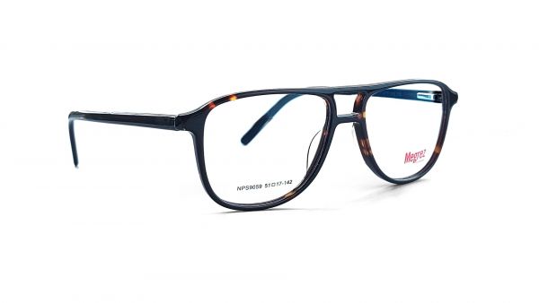 MEGREZ NPS-9059 BROWN SQUARE DOUBLE BAR SPECTACLE FRAME FOR MEN