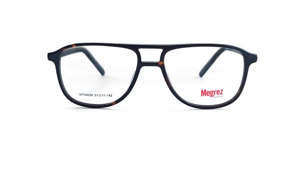 MEGREZ NPS-9059 BROWN SQUARE DOUBLE BAR SPECTACLE FRAME FOR MEN